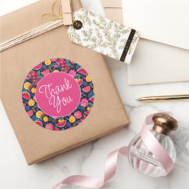 Adesivo Redondo Frutas e flores tropicais