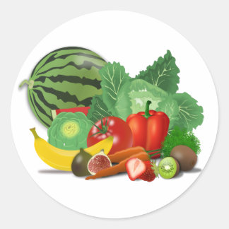 Adesivo Redondo Frutas e produtos hortícolas