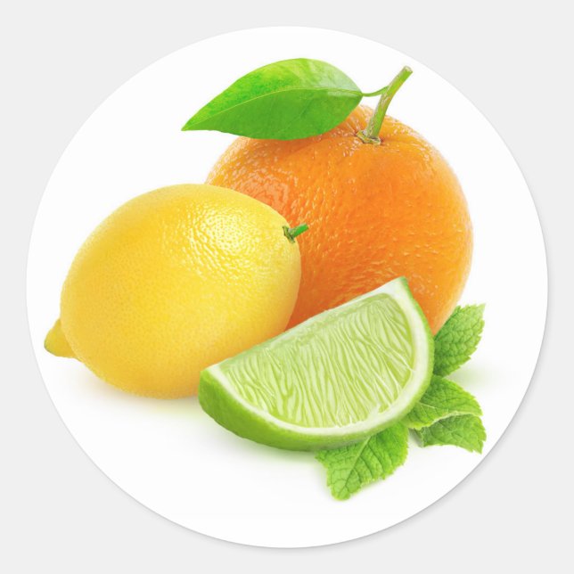 Adesivo Redondo Frutas mistas de citrinos (Frente)