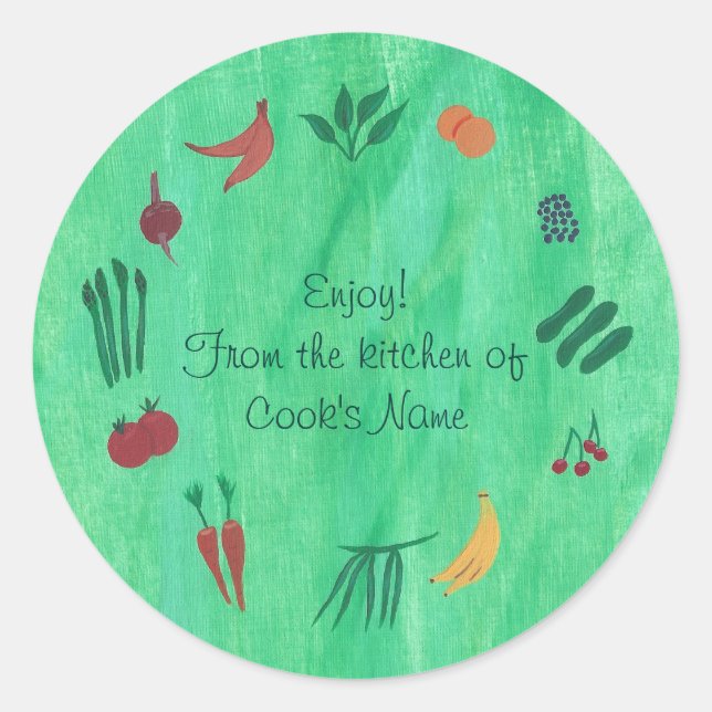 Adesivo Redondo Frutas Veggies Da Cozinha de Palitos (Frente)