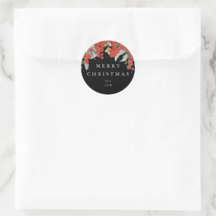Adesivo Redondo Frutas Vermelhas + Eucalipto Feliz Natal/Personali