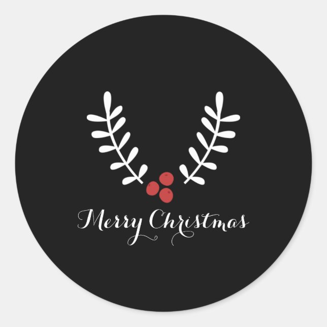 Adesivo Redondo Frutas Vermelhas & Folhas Brancas Natal Qualquer C (Frente)