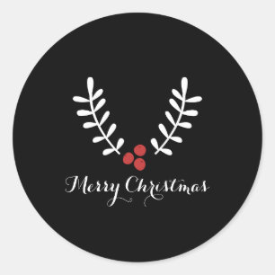 Adesivo Redondo Frutas Vermelhas & Folhas Brancas Natal Qualquer C