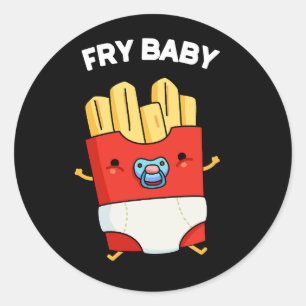 Adesivo Redondo Fry Baby Funny Fries Franceses Pun Dark BG