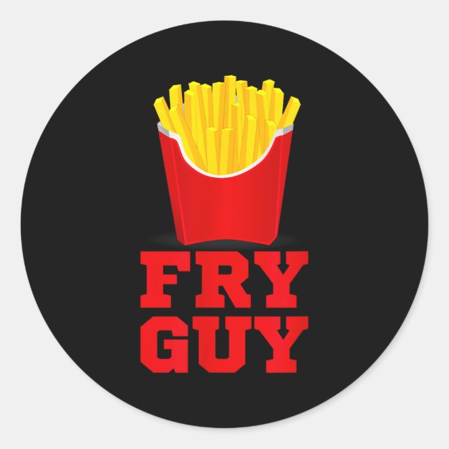 Adesivo Redondo Fry Guy Fast Food Lover Fries Funny Novelty  (Frente)
