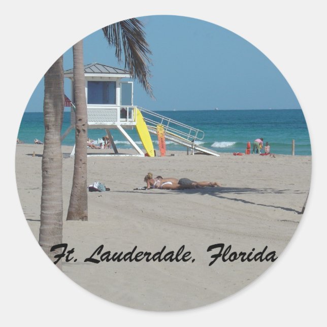 Adesivo Redondo Ft Lauderdale Beach Lifeguard Stand (Frente)
