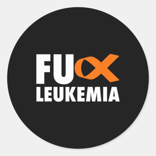 Adesivo Redondo FU Leucemia Diversão Leucemia Consciência (Frente)