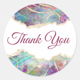 Adesivo Redondo Fuchsia Aquamarine Opal Obrigado