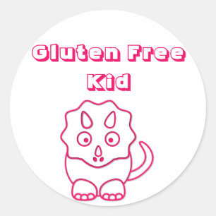 Adesivo Redondo Fuchsia Dino Gluten Free Kid Sticker