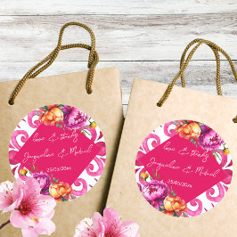 Adesivo Redondo Fuchsia Majolica azulejo laranja obrigado você pre