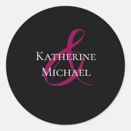 Adesivo Redondo Fuchsia Negra Moderna e Casamento Branco-