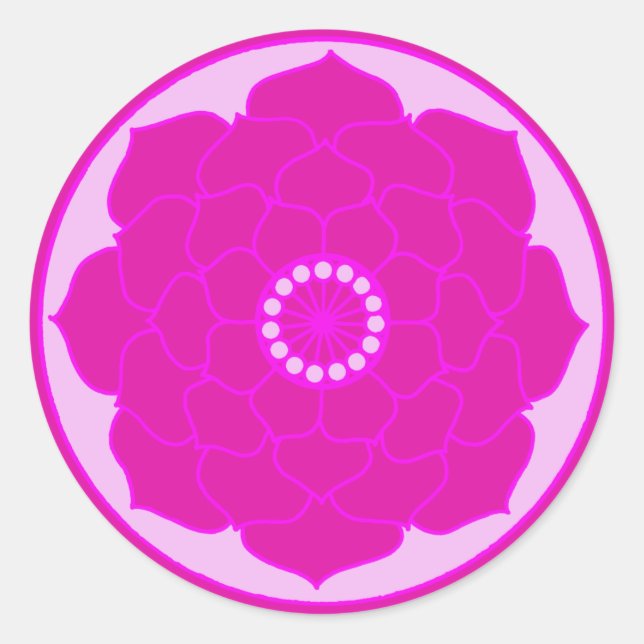 Adesivo Redondo Fuchsia Pink Lotus Mandala (Frente)