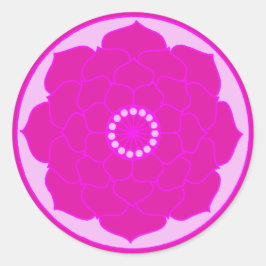Adesivo Redondo Fuchsia Pink Lotus Mandala