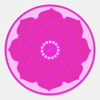 Adesivo Redondo Fuchsia Pink Lotus Mandala