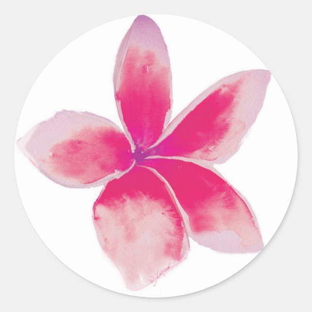 Adesivo Redondo Fuchsia Plumeria Sticker (Frente)