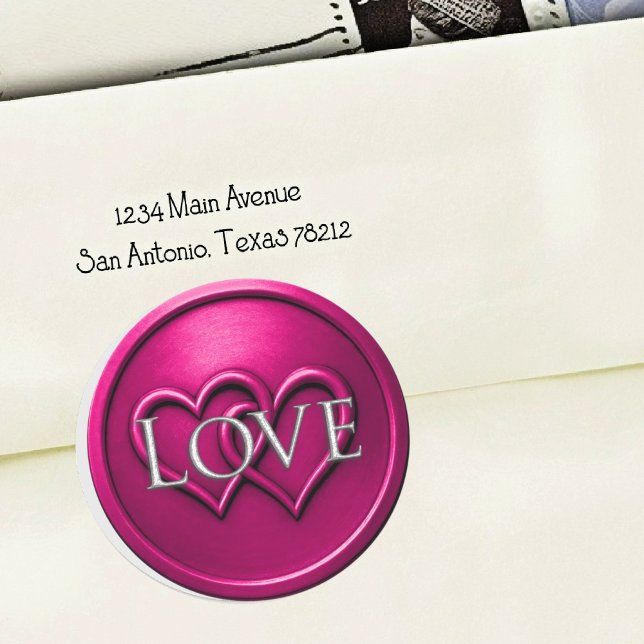 Adesivo Redondo Fuchsia  Two Hearts Intertwined Wedding (Criador carregado)