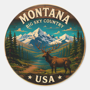 Adesivo Redondo Fuga da Montanha Big Sky Montana 🟡