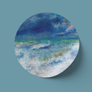 Adesivo Redondo Fuga de Renoir. Inimpressionismo náutico azul. Ma