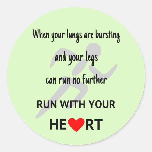 Adesivo Redondo Fuja com seus esportes de motivação cardíaca (Frente)