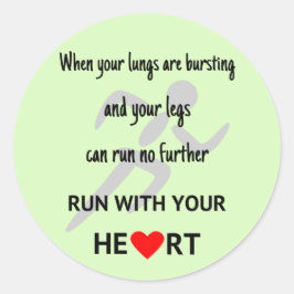 Adesivo Redondo Fuja com seus esportes de motivação cardíaca