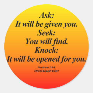 Adesivo Redondo Fulfillment Matthew 7:7-8 Abbrev