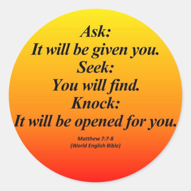 Adesivo Redondo Fulfillment Matthew 7:7-8 Abbrev (Frente)