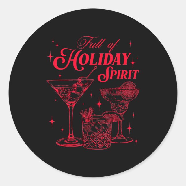 Adesivo Redondo Full Of Holiday Srit Christmas Drinking Retro Tail (Frente)