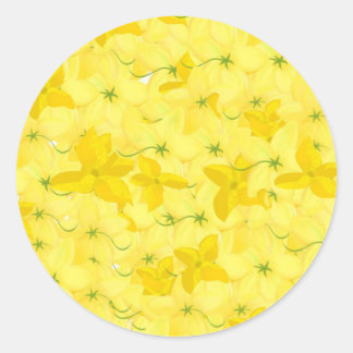 Adesivo Redondo Full Yellow Floral Blast