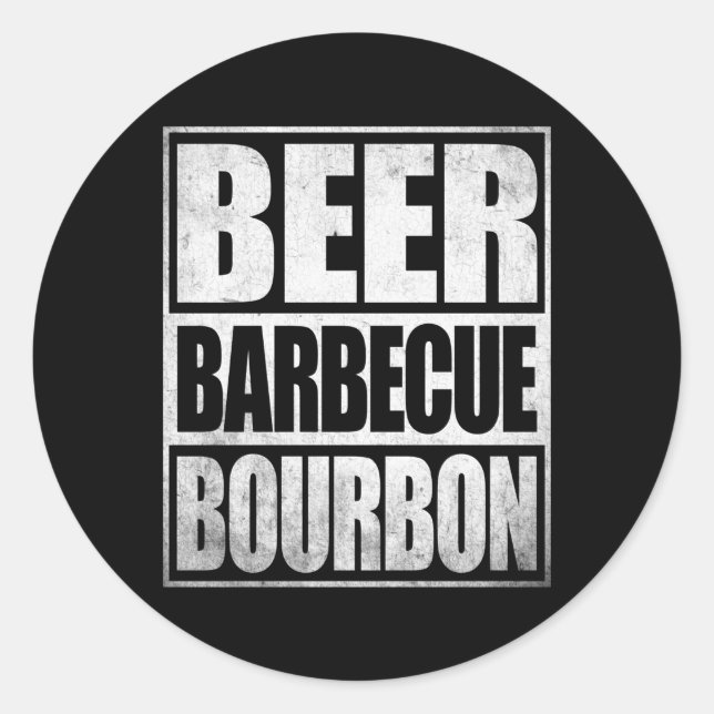 Adesivo Redondo Fumaça de cerveja Pork Barbeque Bourbon Churrasco (Frente)