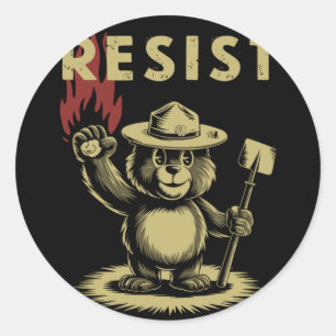 Adesivo Redondo Fumaça O Vinheta Do Costume Do Urso Resistente