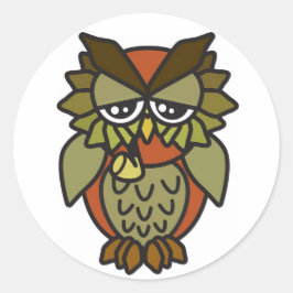 Adesivo Redondo Fumante Coruja 2.0 Castanho