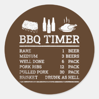 Adesivo Redondo Fumante Engraçado de Cozinhar Barbecue Carne Fuman