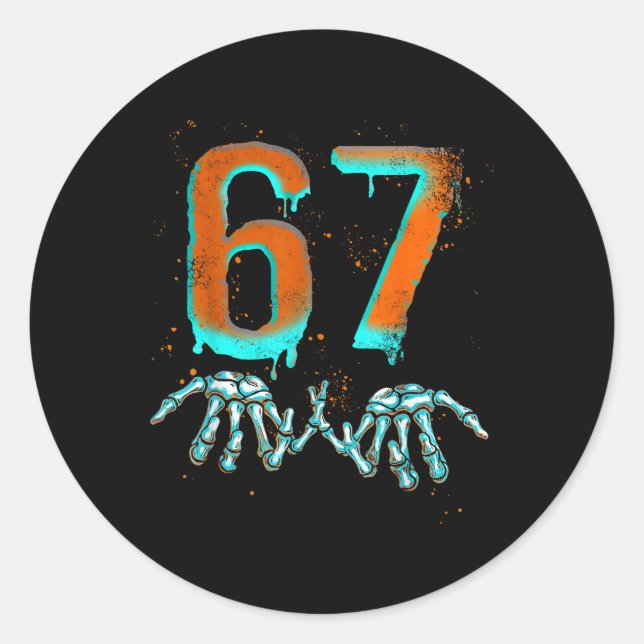 Adesivo Redondo Fun 67 Meme Halloween Skeleton  (Frente)