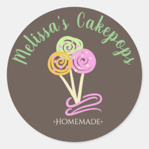 Adesivo Redondo Fun Cakepop Logotipo Banner Padaria Caseira Espira