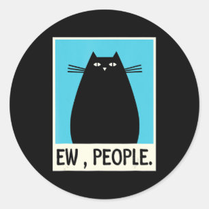 Adesivo Redondo Fun Ew People cat  Japanese Cat  Kawaii Anime 