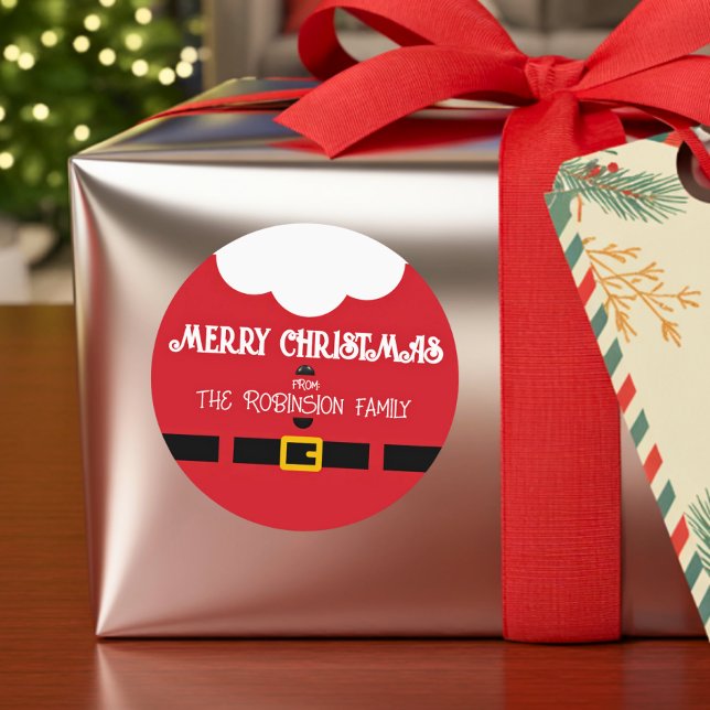 Adesivo Redondo Fun Festive Minimalist Santa Claus Christmas (Criador carregado)