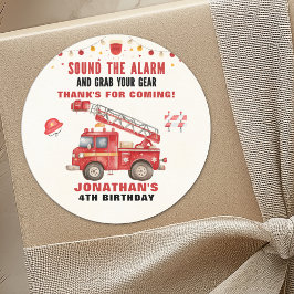 Adesivo Redondo Fun Firefighter Birthday Boy Party