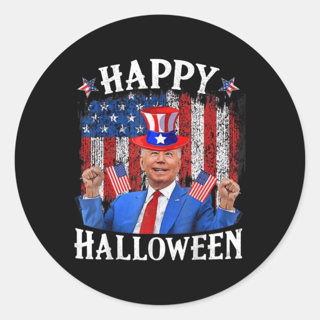 Adesivo Redondo Fun Joe Biden Happy Halloween For Fourth Of July M (Frente)