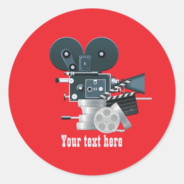 Adesivo Redondo Fun movie lovers add text (Frente)