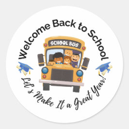 Adesivo Redondo Fun School Bus Sticker for Kids