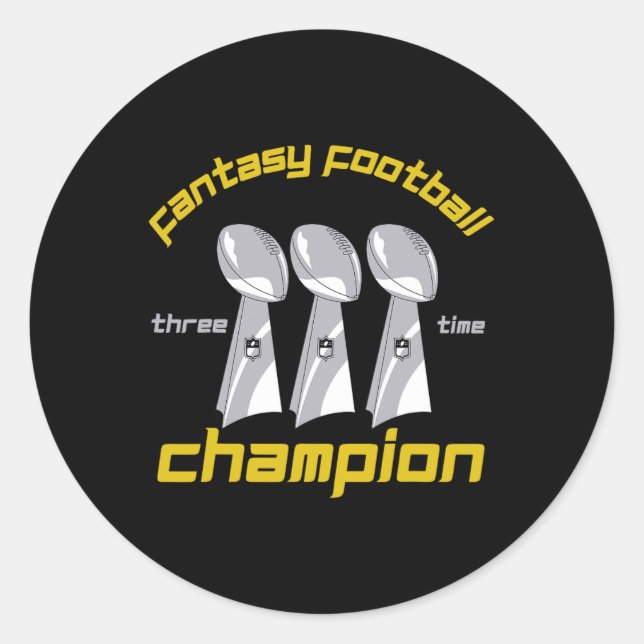 Adesivo Redondo Fun Three Time Fantasy Football League Champion Tr (Frente)