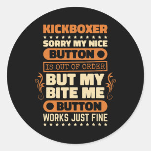 Adesivo Redondo Funciona botão de mordida Design Kickboxer Amante