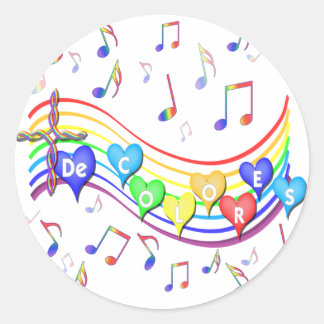 Adesivo Redondo Funcionarios De Música De Colores