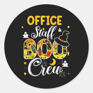 Adesivo Redondo Funcionarios do Office Boo Crew Divertido Hallowee
