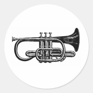 Adesivo Redondo Funda seu chifre: Instrumento musical do cartucho