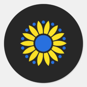 Adesivo Redondo Fundação Liberdade Ucrânia Impressão Com A Flor O