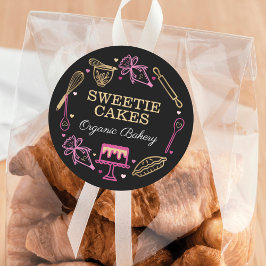 Adesivo Redondo Fundição Colorida e Cozinhar Utenssil Preto e Dour