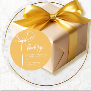 Adesivo Redondo Fundo Amarelo Dourado Floral Agradecimento de Casa