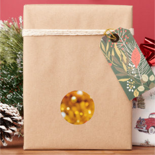 Adesivo Redondo Fundo Bokeh de Natal em Dourado Festivo