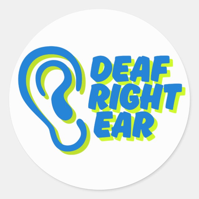 Adesivo Redondo fundo branco de ouvido surdo (Frente)